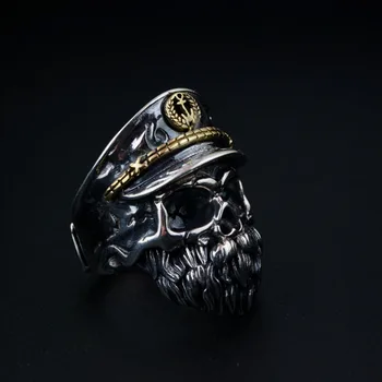 BALMORA Pevné 925 Sterling Silver Skull & Fúzy Prstene pre Mužov Darček Punk Móda Otvoriť Krúžok Thai Strieborné Šperky Anillos SY22085