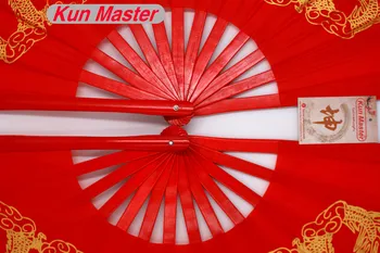 Bambusové Ľavej A Pravej Tai Chi Výkon Ventilátora Bojové Umenie Kung Fu Fanúšikov Číne Drak Vzor Červený Kryt