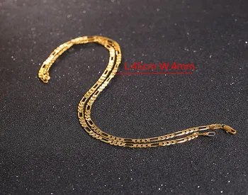 Bangrui 2017 24K Gold Náhrdelník Šperky Pánske Malé Stredné Veľké Veľkosti Figaro Reťazca Mosadz Náhrdelník