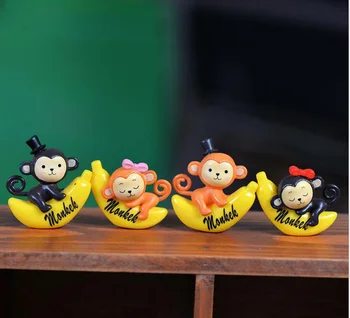 Banán Opice Figúrka na Tortu dekorácie Moss Ornament miniatúrne údaje živice plavidlá cartoon zvierat socha Dekor Darček Hračka TNA136