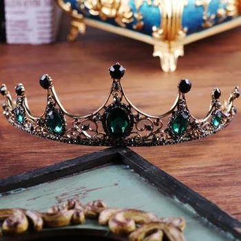 Barokový high-end green crystal vintage svadobné koruny boutique pokrývku hlavy svadobné tiara pokrývku hlavy