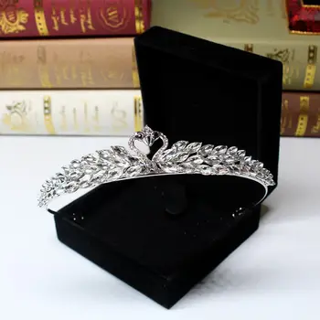 Barokový kráľovskej koruny drahokamu swan, vlasové ozdoby, šperky Európskej princezná nevesta svadobné headdress