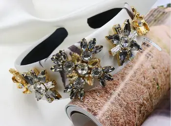 Barokový luxusné drahokamu crystal hlavový most pre ženy, svadobné doplnky do vlasov šperky dráhy bijoux retro pokrývku hlavy
