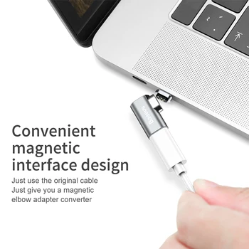 Baseus Typ C Typ-C Magnetické Koleno Adaptér Pre Macbook Nexus 5X 6P OnePlus 2 3 Rýchle Nabíjanie Magnet USB-C kábel Kábel Adaptéra