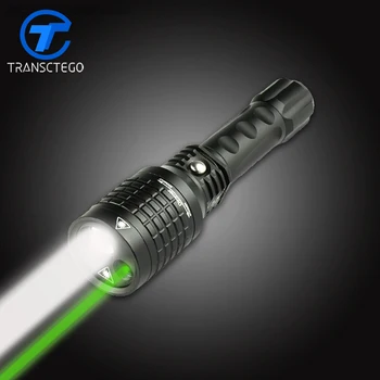 Baterka led dvojité svetlo 18650 pochodeň nabíjateľná multifunkčné Zelené svetlo, infračervené laserové svetlo lanterna tatical zoom