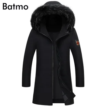 Batmo 2017 nové zimné udržať v teple Biele kačacie nadol čierne dlhá bunda s kapucňou mužov, zimné pánske kabát M,L,XL,2XL,3XL, 7813