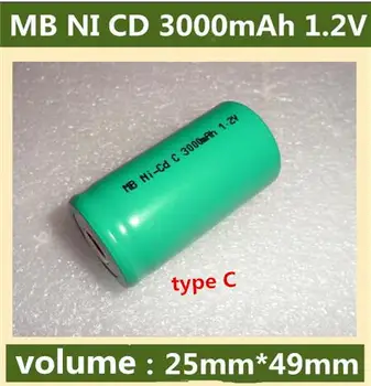 Batérie MB NI CD C3000mAh 3000mah 1.2 V nabíjateľné batérie typu C NI-Cd nabíjateľné batérie 2ks/veľa
