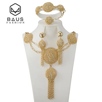 BAUS 2017 Módne Dubaj Šperky Sady Svadobný Dar Nigérijský svadobné afriky Zlata-farebná šperky set Veľkoobchod dizajn Príslušenstvo