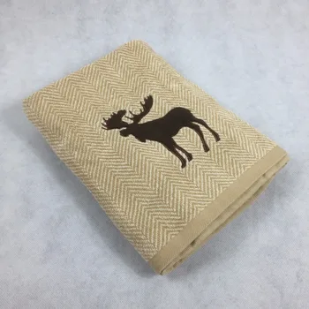 Bavlna Brown Stripe Vianočné Vaňa Uteráky Elk Vyšívané Pevné SPA Farbená Priadza Kúpeľňa Froté Uteráky