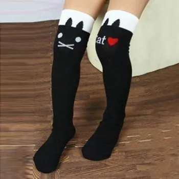 Bavlna Kolená Vysoké Ponožky Deti V trubice Ponožky Prekladané koleno dievčatá Rovno Farebné Ponožky