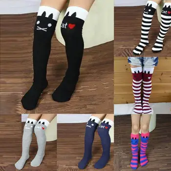 Bavlna Kolená Vysoké Ponožky Deti V trubice Ponožky Prekladané koleno dievčatá Rovno Farebné Ponožky