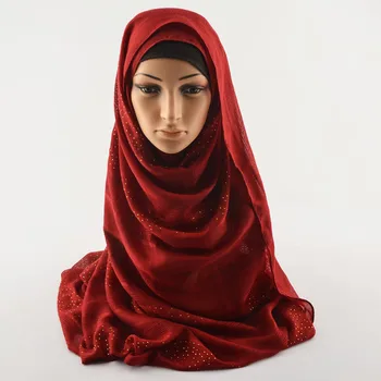 Bavlna moslimských hidžáb Nové,obyčajný hidžáb s kamienkami,bavlna hlavu šatku s klincami,šály a zábaly,šál,vedúci zábal obyčajný šatku