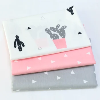 Bavlna twill handričkou cartoon ružová KAKTUS tri uhol textílie pre DIY deti posteľná bielizeň vankúše handwork patchwork prešívanie tela