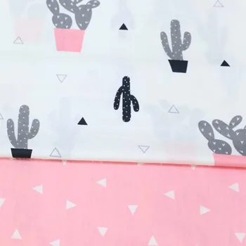 Bavlna twill handričkou cartoon ružová KAKTUS tri uhol textílie pre DIY deti posteľná bielizeň vankúše handwork patchwork prešívanie tela