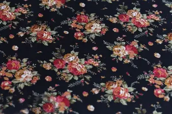 Bavlna/ľan Diy vidieckom štýle Ručné fabric/classic black rose kvety tlač patchwork dekorácie remesiel tkaniny pre šitie