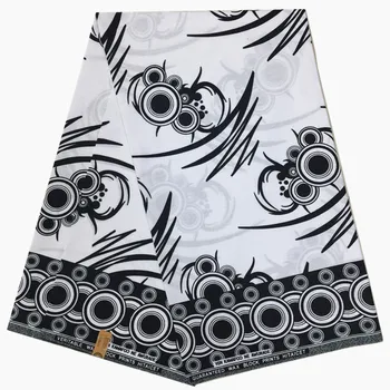 Bavlnená tkanina čiernej a bielej afriky textílie ankara afriky vytlačí tkaniny 6yard super java vosk textílie pre šaty afriky oblečenie