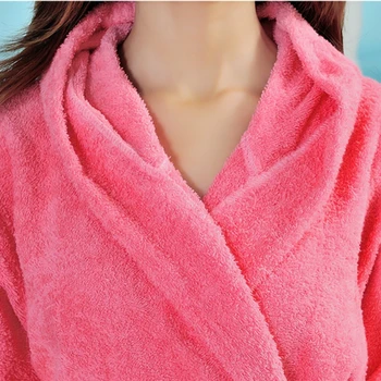 Bavlnený župan ženy s kapucňou dlho teplé, mäkké thice mužov župan XL značky toweling terry domov hotel biela červená zime