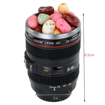 Behogar Mini Objektív Fotoaparátu Hrnček Pohár 24-105mm 1:1 Káva Coffe Šálku Čaju Cestovný Hrnček z Nerezovej Ocele s prívesok na Keyring Veko Copos