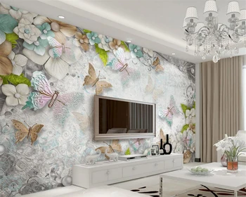 Beibehang 3d nádherný motýľ kvety pearl 3D obývacia izba TV na stenu, tapety na steny, 3 d fototapeten 3d natur 3d stenu papier