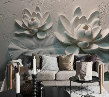 Beibehang 3D Stereo Plastický Lotus Pozadí Steny Dekoratívne Maľby na Mieru Veľké Nástenné Maľby Hodvábne Tkaniny Tapety