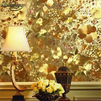 Beibehang Kvetinový zlatej fólie, tapety zlato plastický funkciu pozadia pre obývacia izba abstraktných de parede 3d nástenná maľba na stenu papier rolka