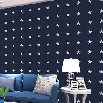 Beibehang modrá päť-špicaté hviezdy chlapec dievča obývacia izba Pozadí 3D stenu papiere domova Spálňa Tapety Roll abstraktných kontakt
