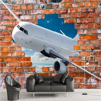 Beibehang Rozsiahle vlastné tapetu 3D stereo otvory lietadla pozadie obývacia izba, spálňa domáce dekorácie