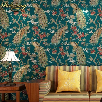 Beibehang stenu papier Pune páva emerald palm Juhovýchodnej Ázie štýle high-end non-tkané spálne, obývacia izba tapety pozadia