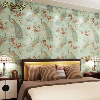 Beibehang stenu papier Pune páva emerald palm Juhovýchodnej Ázie štýle high-end non-tkané spálne, obývacia izba tapety pozadia