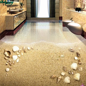 Beibehang Veľkú zákazku podlahy estetické pláži škrupiny kúpeľňa obývacia izba 3D dlažieb maliarske výtvarné maľba