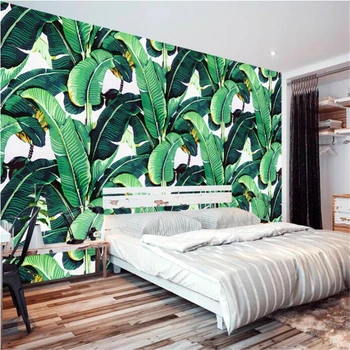 Beibehang Vlastné 3d tapeta Európskej retro ručne maľované rain forest plant Banán Leaf Pastoračnej Stenu Pozadia abstraktných de parede