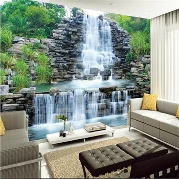Beibehang vlastné hodváb foto tapety HD Rockery kameňa vody vodopád Umenie obývacia izba pozadie 3d veľkú nástennú maľbu, tapety