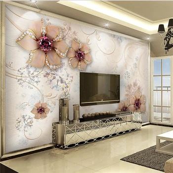 Beibehang Vlastné veľké fresco tapety 3d stereo diamond kvetinový vzor, šperky pozadí steny steny v obývacej izbe papier nástenná maľba