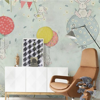 Beibehang Vlastnú tapetu 3d Nordic jednoduché módne jednoduché a elegantné balón bunny deti miestnosti papier pozadí steny