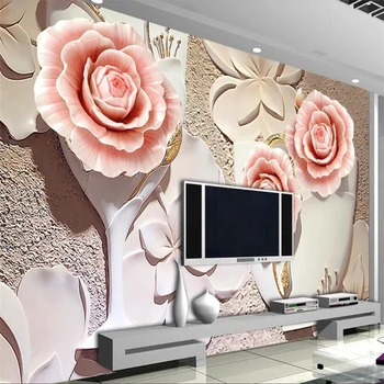 Beibehang Vlastnú tapetu 3D Photo nástenná maľba Obývacia izba, spálňa Rose úľavu nástenná maľba TV pozadie Abstraktných de parede 3d tapety maľby