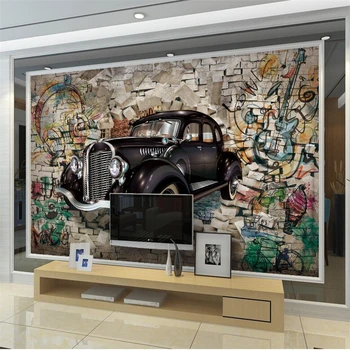 Beibehang Vlastnú Tapetu Troch-dimenzionální Foto Tapety Historických vozidiel Chôdza Steny 3D Stereo Reštaurácia, Bar nástenná maľba Pozadia