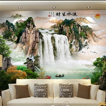 Beibehang Vlastnú Tapetu trojrozmerné Fotografie nástenná maľba 3D Vodopád krajinomaľbou, TV joj, Steny Vody 3d tapety