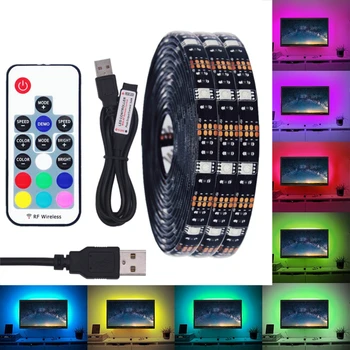 BEILAI DC 5V USB LED Pásy 5050 Nepremokavé RGB LED Svetlo Flexibilný 50 CM 1M 2M pridať 3 17Key TV Remote Pre základné Osvetlenie
