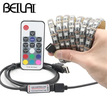 BEILAI DC 5V USB LED Pásy 5050 Nepremokavé RGB LED Svetlo Flexibilný 50 CM 1M 2M pridať 3 17Key TV Remote Pre základné Osvetlenie