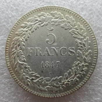 Belgicko 1847 leopold Premier Roi Des Belges 5 Frankov Kópie Mincí