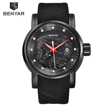 Benyar hodinky mužov vojenské Športové Quartz hodinky, luxusné značky módnych bežné auto dátum týždeň 3ATM nepremokavé mužské hodinky