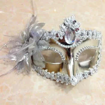 Benátky Polovicu Tváre Lily Pierko Maska Halloween Krásy Loptu Strany Princezná Maškaráda Masky Sexy Ženy Šaty Veľký Kvet Očná Maska