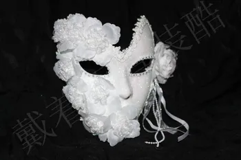 Benátky strany Maškaráda masky princezná čipky plnú tvár biela maska