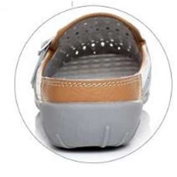 BEYARNE Lete nové módne komfortné ploché protišmyková obuv priedušná s plochým dnom Scuffs originálne kožené dámske sandále
