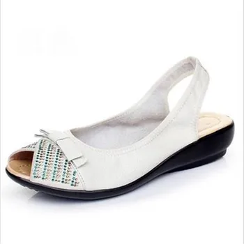 BEYARNE letné topánky ženy pravej kože Drahokamu kliny obuv sandal Típat Prst dámske sandále Plus veľkosť