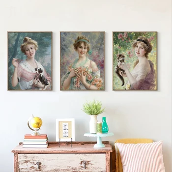 Bez rámu klasická údaje Emile Vernon francúzska žena plátno potlače olejomaľba tlačené na plátno na stenu umeleckou výzdobou obrázok