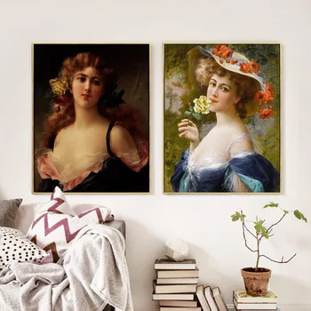 Bez rámu klasická údaje Emile Vernon francúzska žena plátno potlače olejomaľba tlačené na plátno na stenu umeleckou výzdobou obrázok