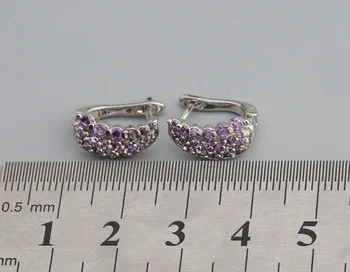 Bezchybný Purple Stone 2*2 mm Semi-drahé Strieborné Cool Pre Dámske Náušnice ED0713