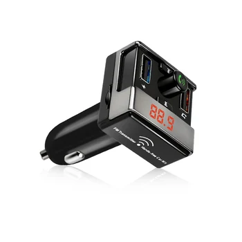 Bezdrôtový FM vysielač Handsfree Bluetooth Súprava Auto MP3 Prehrávač, Aux 3,5 mm Audio Výstup, 2-USB Nabíjanie Podpora TF Kariet USB Flash
