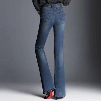 Bežné jeans denim obličkového nohavice pre ženy, plus veľkosť vysoký pás bavlnená zmes modrá nové módne jar jeseň plnej dĺžke kpr0801